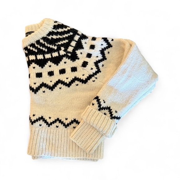 Zara Knit Black and Cream Jacquard Chunky Sweater Cropped - Picture 8 of 9
